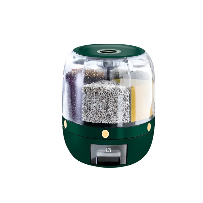 360 Degree Rotating Rice Dispenser Sealed Dry Cereal Grain Bucket Moisture Proof Kitchen Food Container Storage Box
