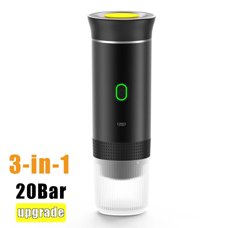 Portable Electric Espresso Maker - Cordless 3-in-1 Coffee Pot for Travel and Car Use