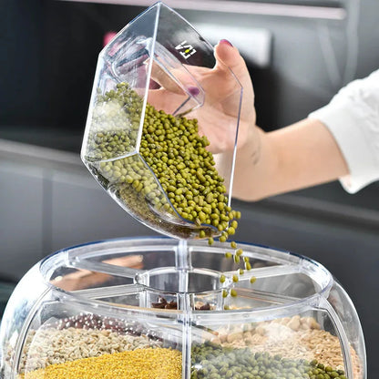 360 Degree Rotating Rice Dispenser Sealed Dry Cereal Grain Bucket Moisture Proof Kitchen Food Container Storage Box